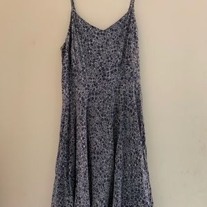 Blue and White Floral Midi Dress